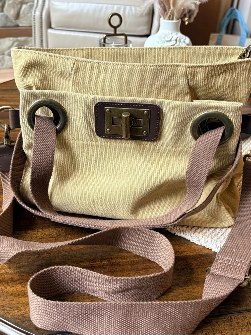 Mini Canvas Tote in Olive Green - Picture 6 of 7